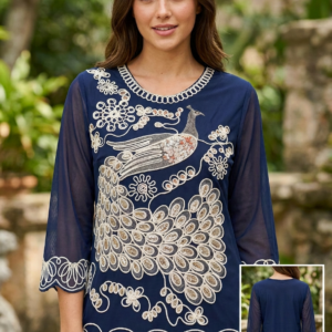 Blusa con Bordado de Pavo Real