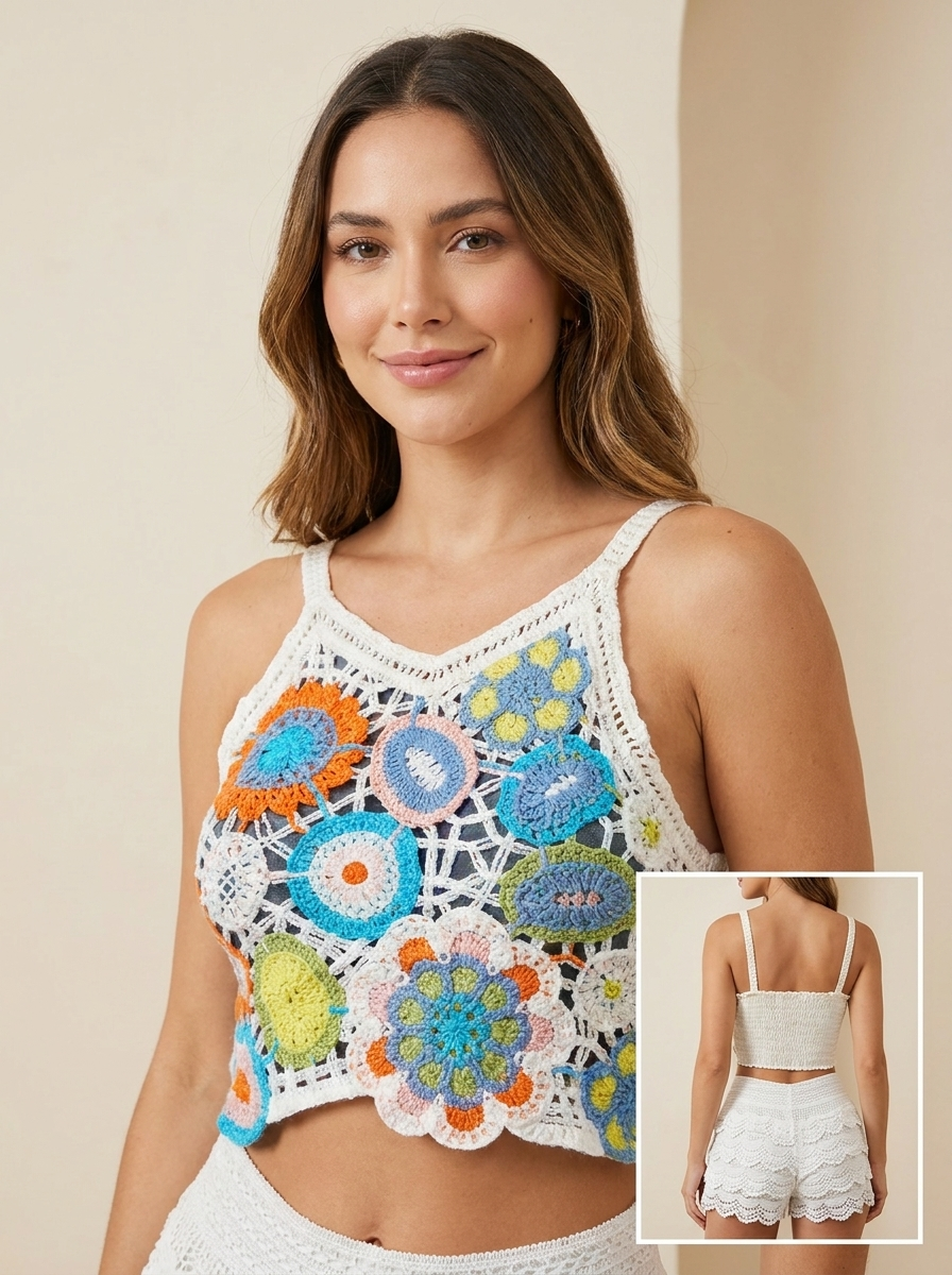 🌸 Top Crochet Jardín de Flores – Color y Alegría en Cada Puntada