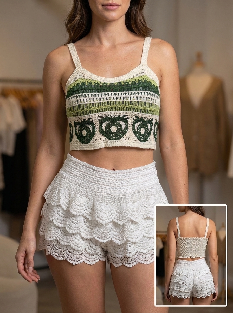 ✨ Top Tejido Artesanal Multicolor con Diseño Decorativo