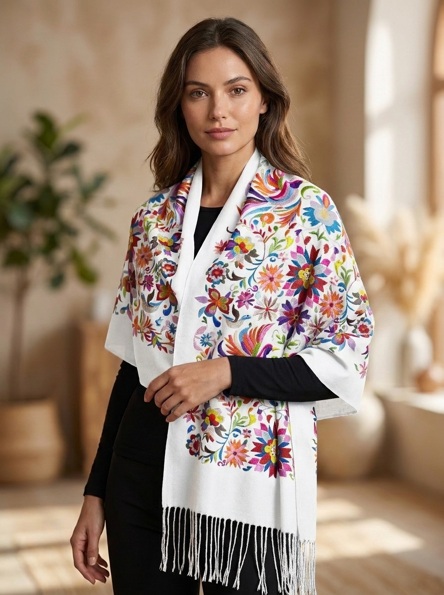 🌸 Pashmina “Jardín de Colores” – Elegancia Artesanal que Enamora